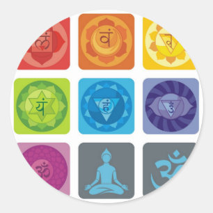 Sticker Rond chakra, ohm, aura, zen, chakras, yoga, yogi, heogi
