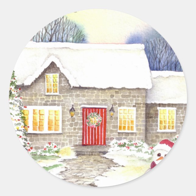 Sticker Rond Chalet neigeux (Devant)