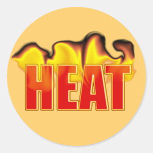 Sticker Rond Chaleur avec flammes Nom Balise Cadeau Plaque