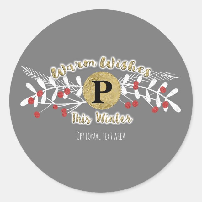 Sticker Rond Chaleureux hiver Rustique Noël vacances (Devant)