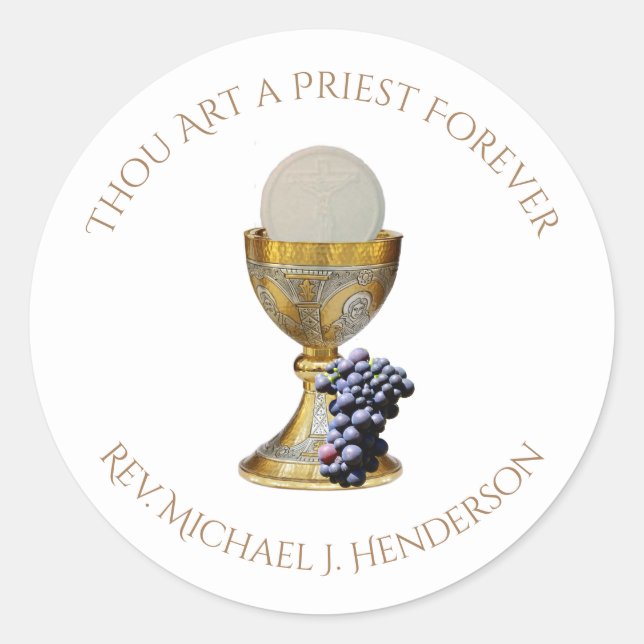 Sticker Rond Chalice d'Ordination du prêtre catholique (Devant)