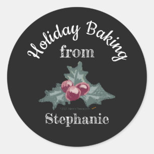 Sticker Rond Chalk Art Holly Christmas Baking Godies maison