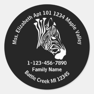 Sticker Rond Chalk White Lost Zebra Family Home Adresse Bouteil