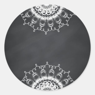Sticker Rond Chalkboard Blackboard Floral Swirl Personnaliser