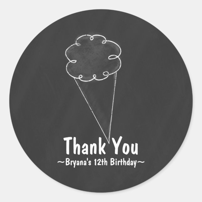 Sticker Rond Chalkboard Crème glacée Anniversaire Fête Favorise (Devant)