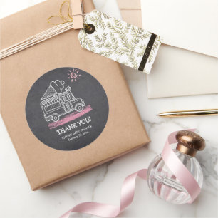Sticker Rond Chalkboard Ice Cream Baby shower camion