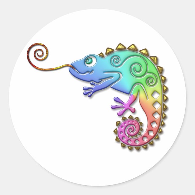 Sticker Rond Chameleon couleur cool (Devant)