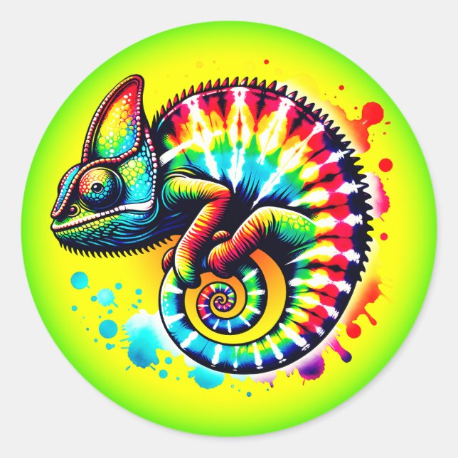 Sticker Rond Chameleon Cravate-Dye (Devant)