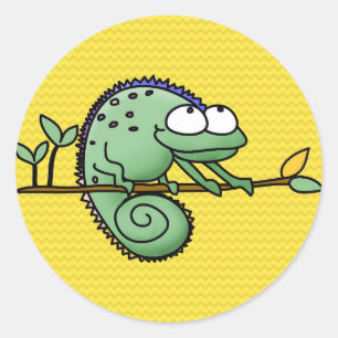 Sticker Rond Chameleon Cute Funny