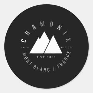 Sticker Rond Chamonix Valley Mont Blanc France Ski Snowboard