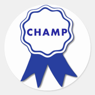 Sticker Rond Champ Blue Ribbon