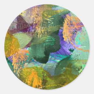 Sticker Rond Champ de fleurs d'art abstrait