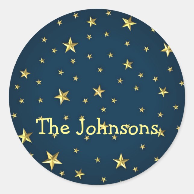 Sticker Rond Champ d'étoiles sur Deep Midnight Blue Sky (Devant)