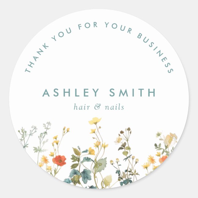 Sticker Rond Champ Fleur sauvage élégant (Devant)