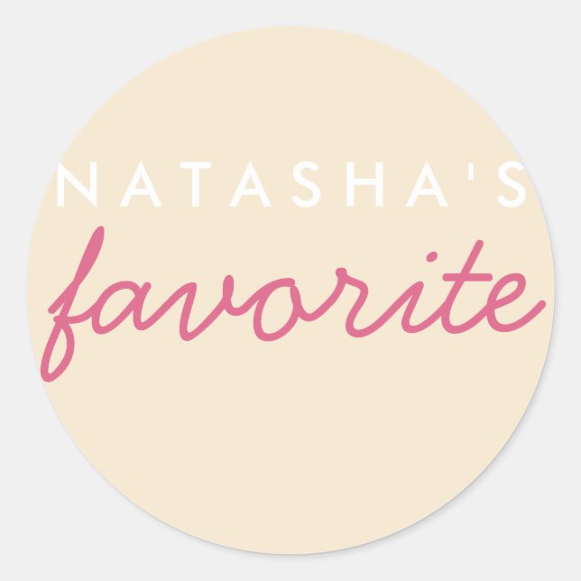 Sticker Rond Champagne Blush Favori Personnalisé (Devant)