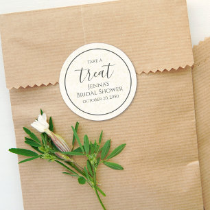 Sticker Rond Champagne de douche de mariée Calligraphie Aquarel