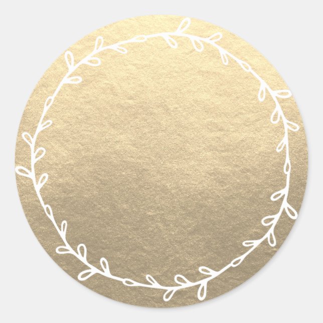 Sticker Rond Champagne doré rustique écriture sur blanc (Devant)