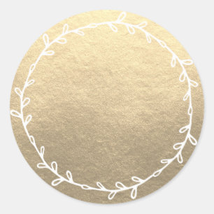 Sticker Rond Champagne Doré Rustique Fait Maison Écrivez Sur Vi
