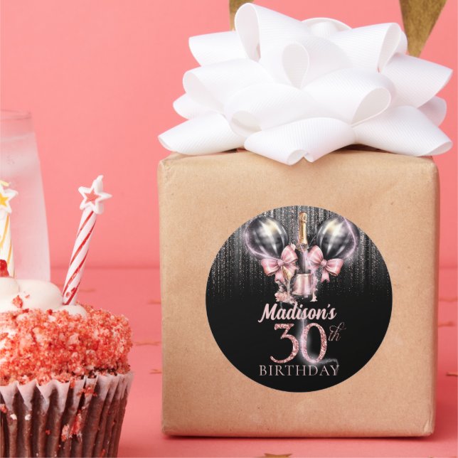 Sticker Rond Champagne Luxe 30e anniversaire Personnalisé (Fête)