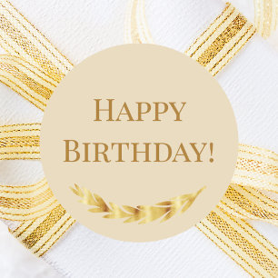 Sticker Rond Champagne or gold pour Joyeux Anniversaire