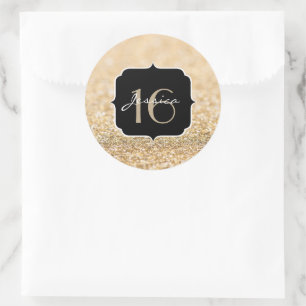Sticker Rond Champagne or parties scintillant scintille Sweet 1