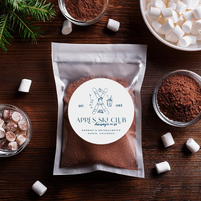 Sticker Rond Champagne sur glace | Bachelorette Après Ski (Créateur téléchargé)