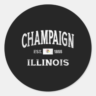 Sticker Rond Champaign Illinois Il State Throwback Athletic