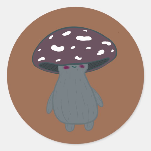 Sticker Rond champignon foncé mignon (Devant)
