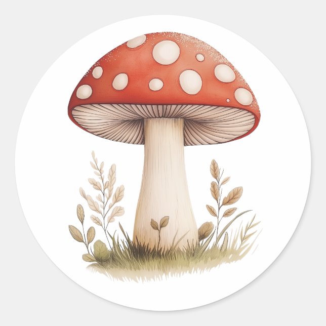 Sticker Rond champignons colorés (Devant)
