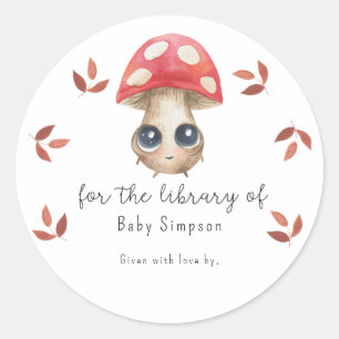 Sticker Rond Champignons mignons - bibliothèque, livres pour bé