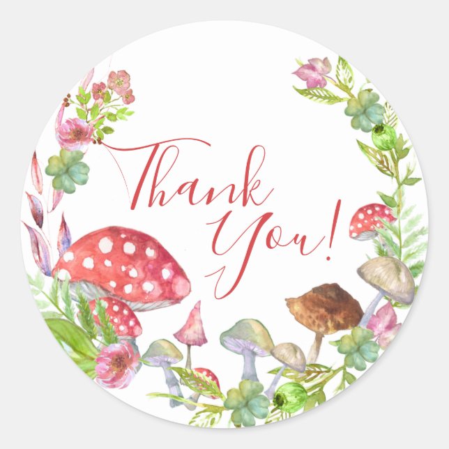 Sticker Rond Champignons sauvages Baby shower Favoriser (Devant)