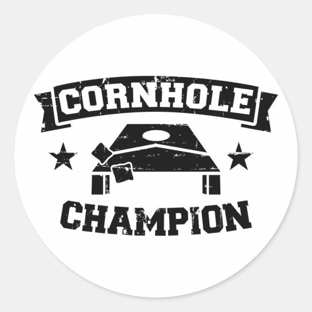 Sticker Rond Champion de Cornhole (Devant)