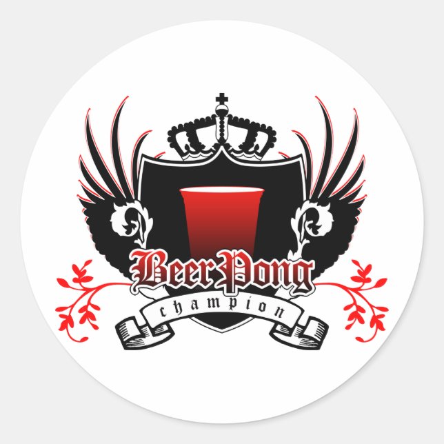 Sticker Rond champion de pong de bière royal crest (Devant)
