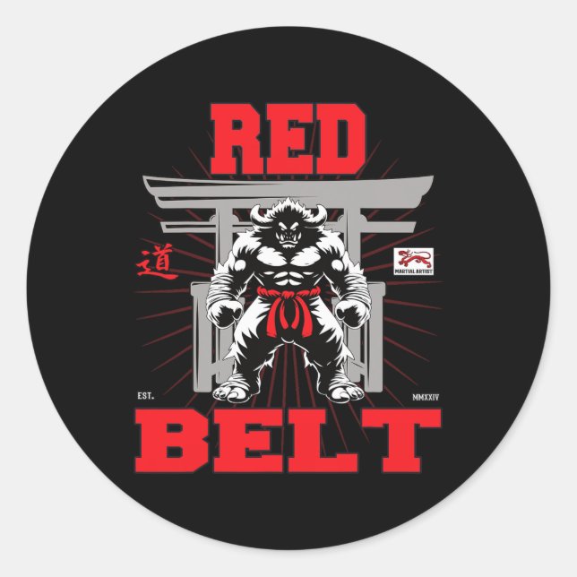 Sticker Rond Championnat Red Belt En Vue ! (Devant)