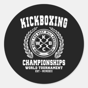 Sticker Rond Championnats de kickboxing, T Shirt de kickboxing,