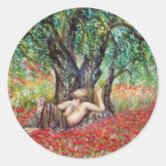 STICKER ROND CHAMPS DE PAN, D'OLIVE ET DE POPPY