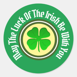 Sticker Rond Chance De L'Autocollant Rond Shamrock Irlandais