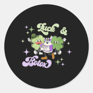 Sticker Rond Chance Et Botox Drôle Shamrock Infirmière Injecteu