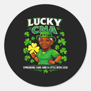 Sticker Rond Chanceux cna saint patrick infirmière fierté irlan
