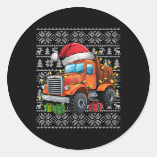 Sticker Rond Chandail de Noël Style Vilain Père Noël Constructi