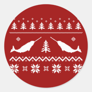 Sticker Rond Chandail laid de Noël de Narwhal