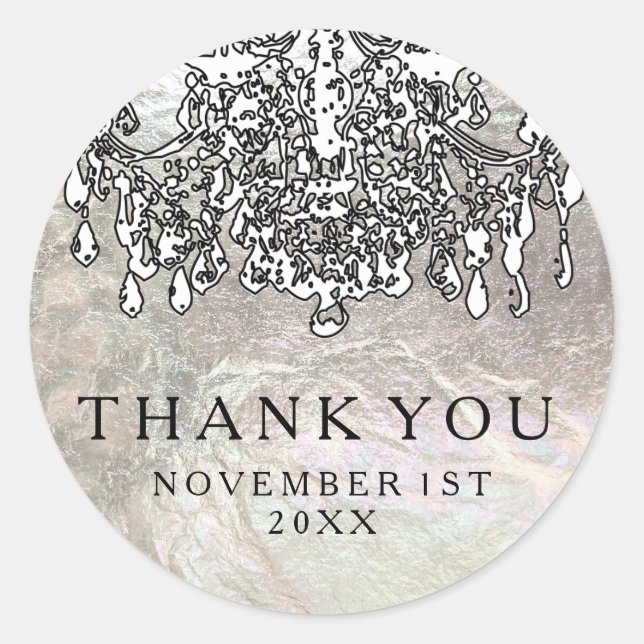 Sticker Rond Chandelier en cristal PixDezines/fausse feuille d' (Devant)