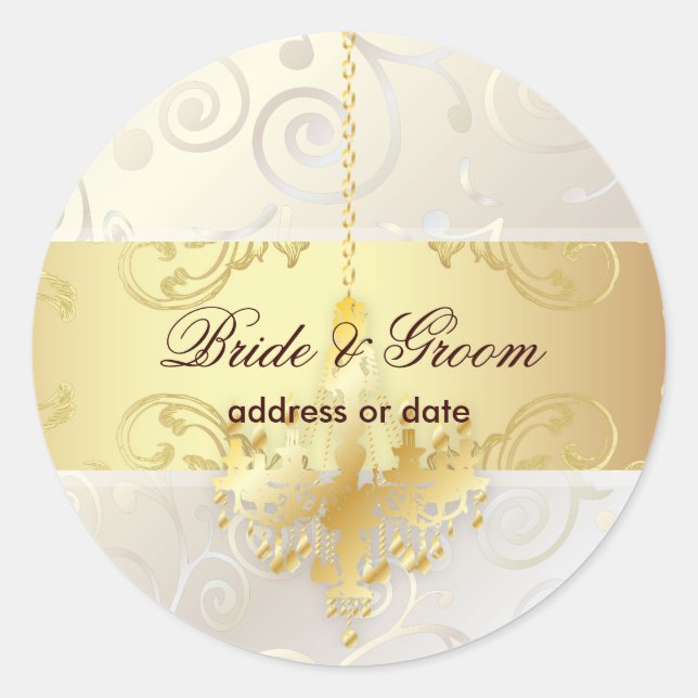 Sticker Rond Chandelier PixDezines Cupcakes Swirls+Faux Gold (Devant)
