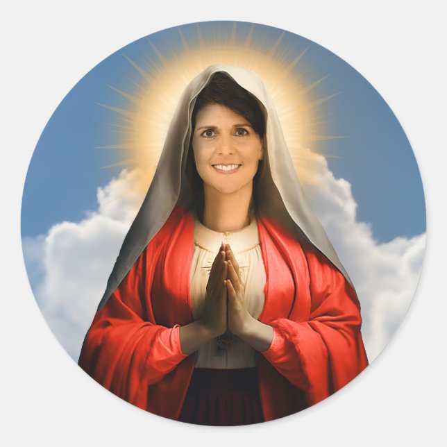 Sticker Rond Chandelle de prière amusante Saint Haley (Devant)