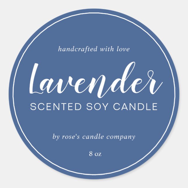 Sticker Rond Chandelle de Soy Chic Calligraphie Classique Bleu (Devant)