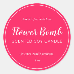 Sticker Rond Chandelle de Soy Chic Calligraphie Diva Rose