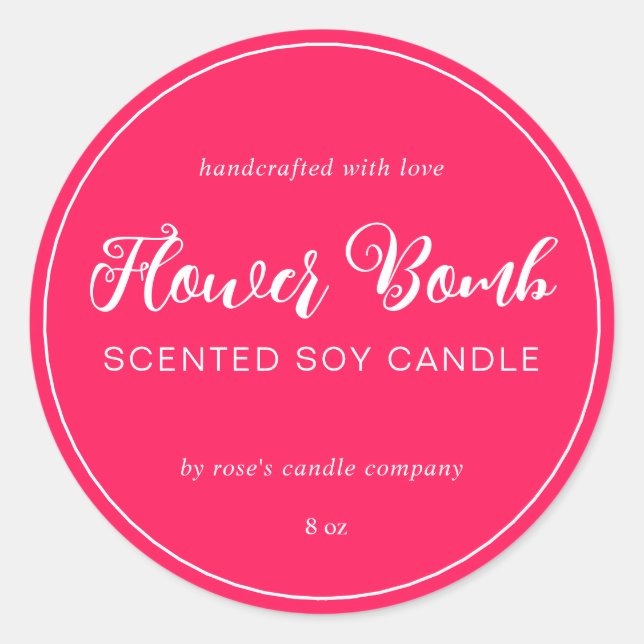 Sticker Rond Chandelle de Soy Chic Calligraphie Diva Rose (Devant)