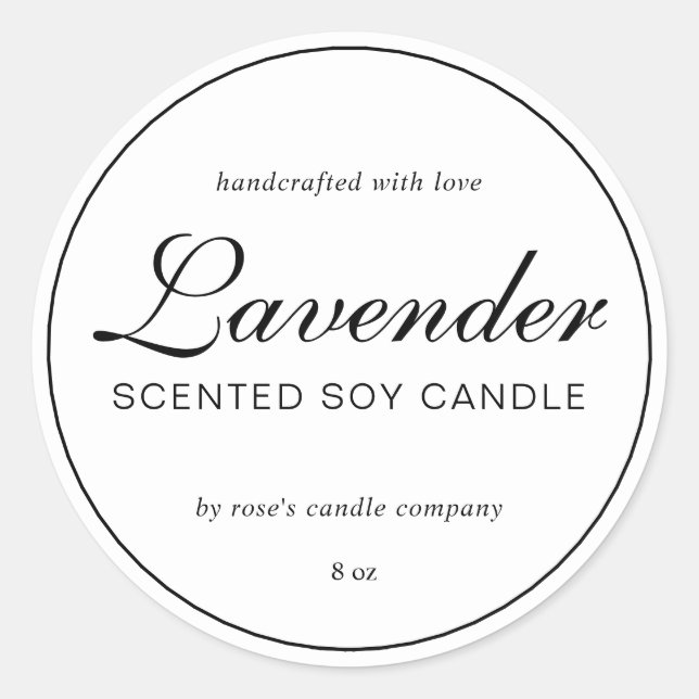 Sticker Rond Chandelle de Soy Chic Calligraphie noir blanc (Devant)