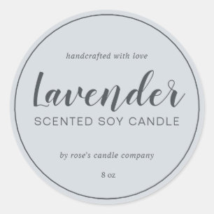 Sticker Rond Chandelle de Soy Chic Calligraphie Pastel Blue
