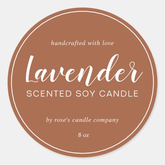 Sticker Rond Chandelle de Soy Chic Calligraphie TerraCotta (Devant)